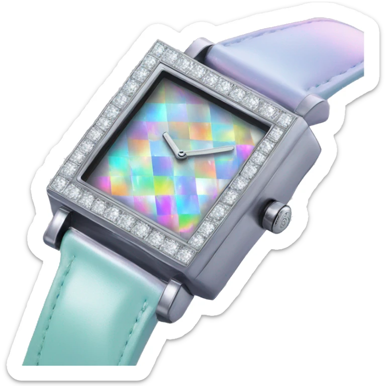 Pale holographic square diamonds watch sticker