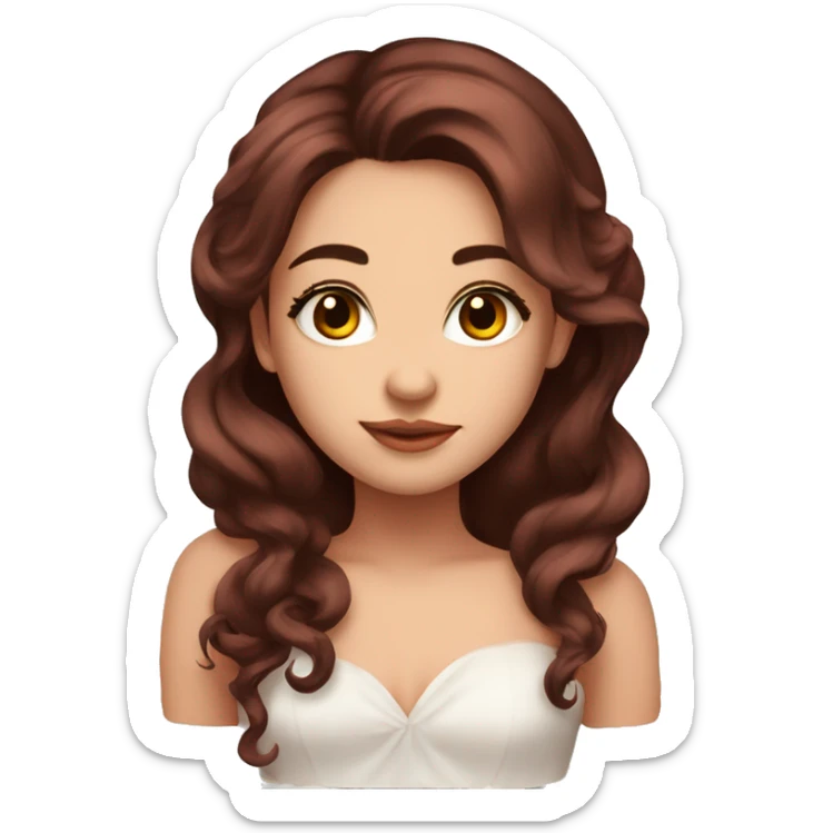 Beautiful, rose, red, flowers in hair, long dark brown hair, white fair skin sticker