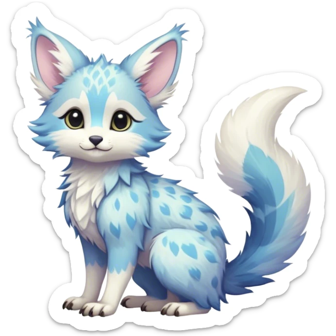 Feral Rare Fantasy cute pastel Vernid-Trico-species by LiLaiRa, random markings, tufted tail, tufted ears, full body sticker