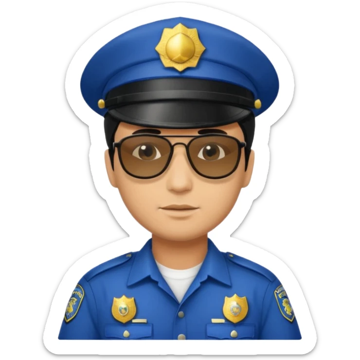 man police with hair style and hats and sun glasses sticker