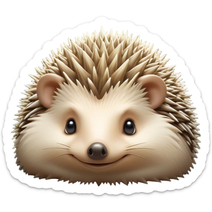 Beautiful and Majestic Hedgehog Portrait Emoji, Head and body resting in serene repose with a gentle, content smile, showcasing a delicately spiky yet soft body with eyes gently closed in peaceful slumber, Simplified yet exquisitely endearing features, highly detailed, glowing with a soft, drowsy forest light, high shine, relaxed and utterly enchanting, stylized with an air of timeless woodland majesty, soft glowing outline, capturing the essence of a beautiful and majestic hedgehog that embodies the serene charm of nature! sticker
