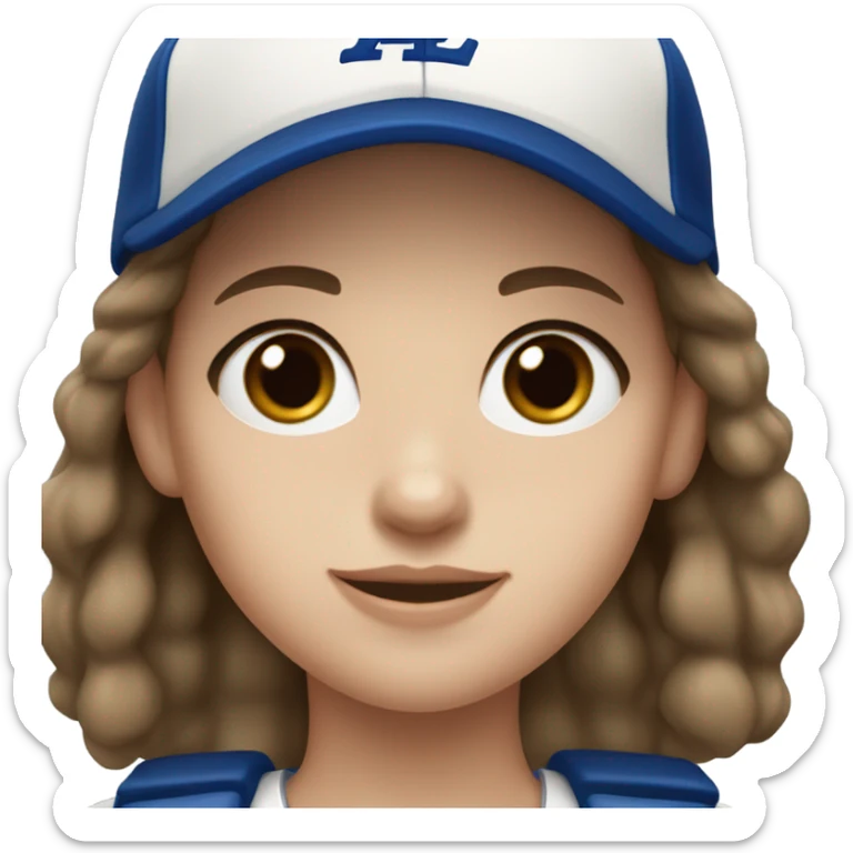 White girl with brown eyes and dark brown hair with dodgers baseball cap  sticker