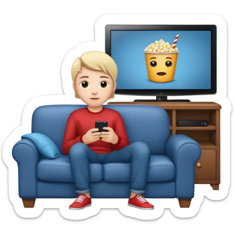 person watching a movie on the TV in their living room sticker