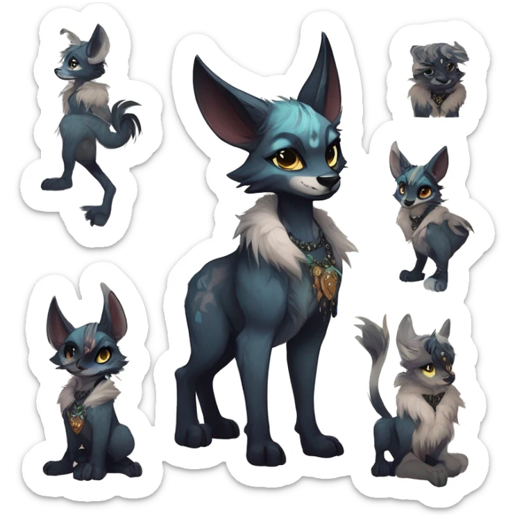 Cool cute Kawaii edgy fantasy animal  fursona Fionbri by griffsnuff & LiLaiRa & Falvie full body sticker