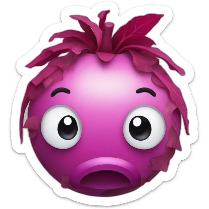 3d sphere with a cartoon calm beetroots Horse skin texture with stupid eyes sticker