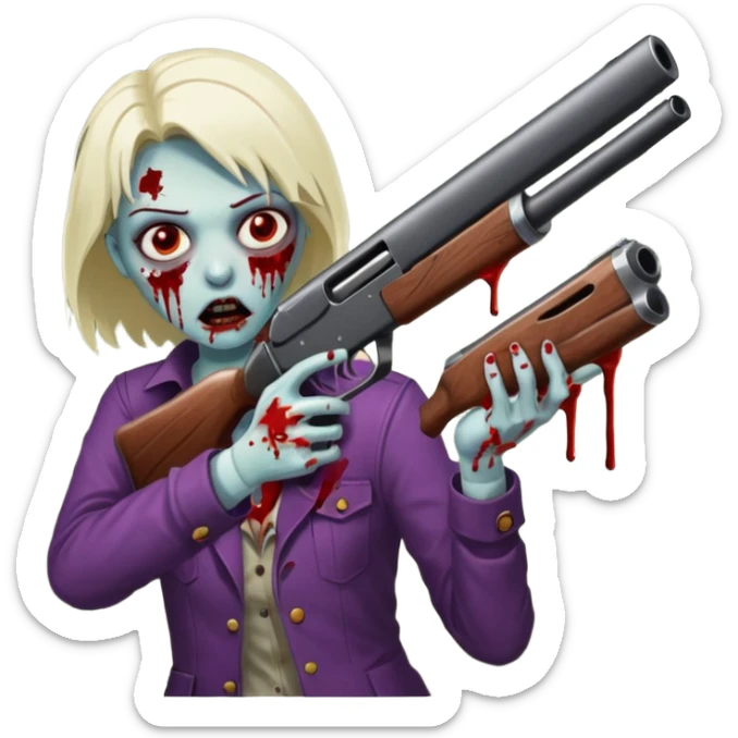 Person shooting shotgun at zombie, action pose, blood splatter, dark horror style, no background








 sticker