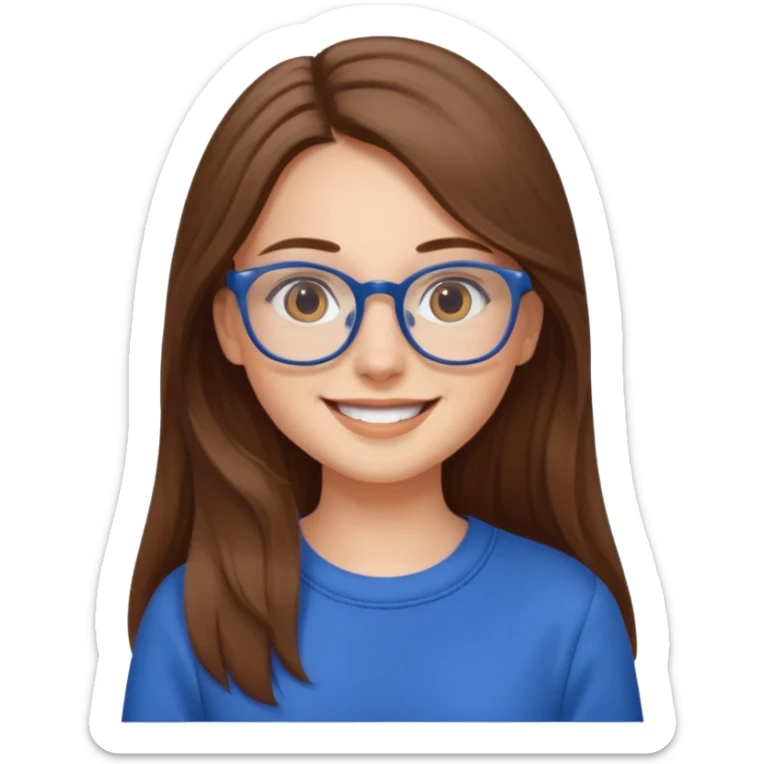 long hair girl with eyeglasses and blue outfit sticker
