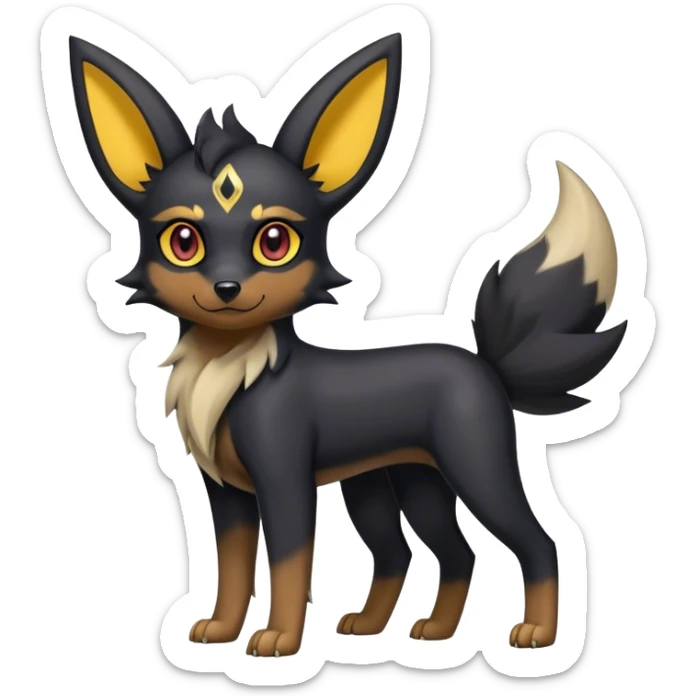 Shiny Cool Edgy Cute Umbreon-Houndour-Zorua-hybrid-fusion full body sticker