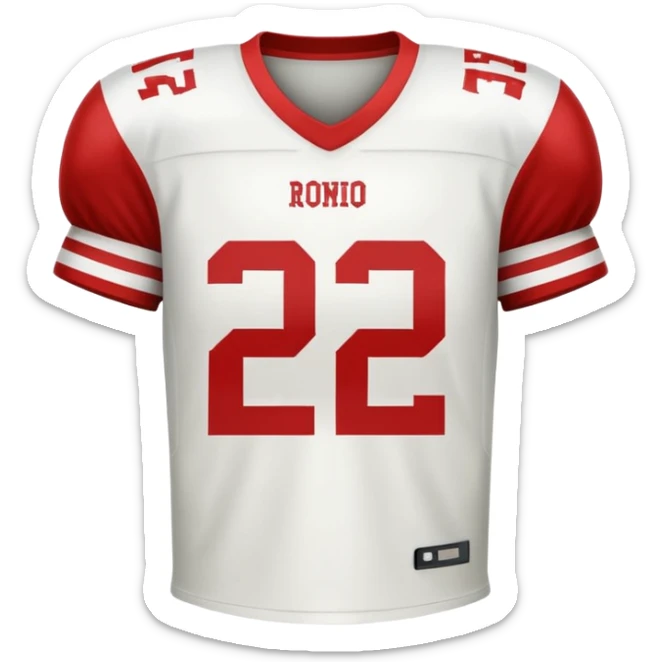 White football jersey turn around with number 22 and my name RONIHO sticker