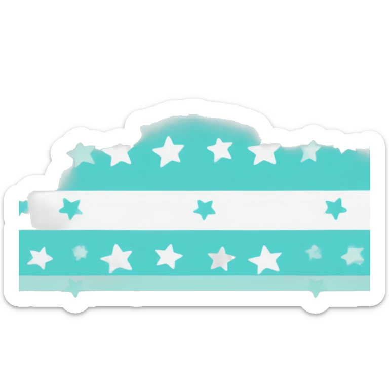 three equal horizontal stripes of cyan, white and cyan, with five cyan stars in a quincuncial pattern at the centre of the middle stripe sticker
