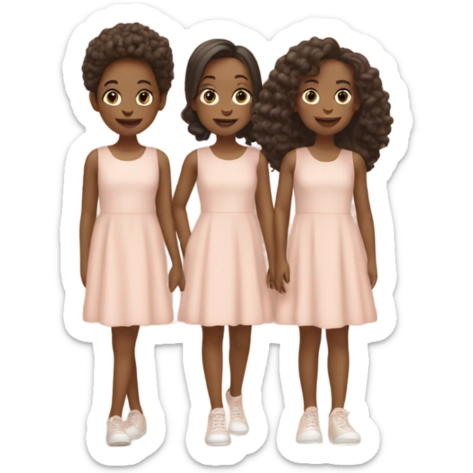four girls with a matching dress in rose beige sticker