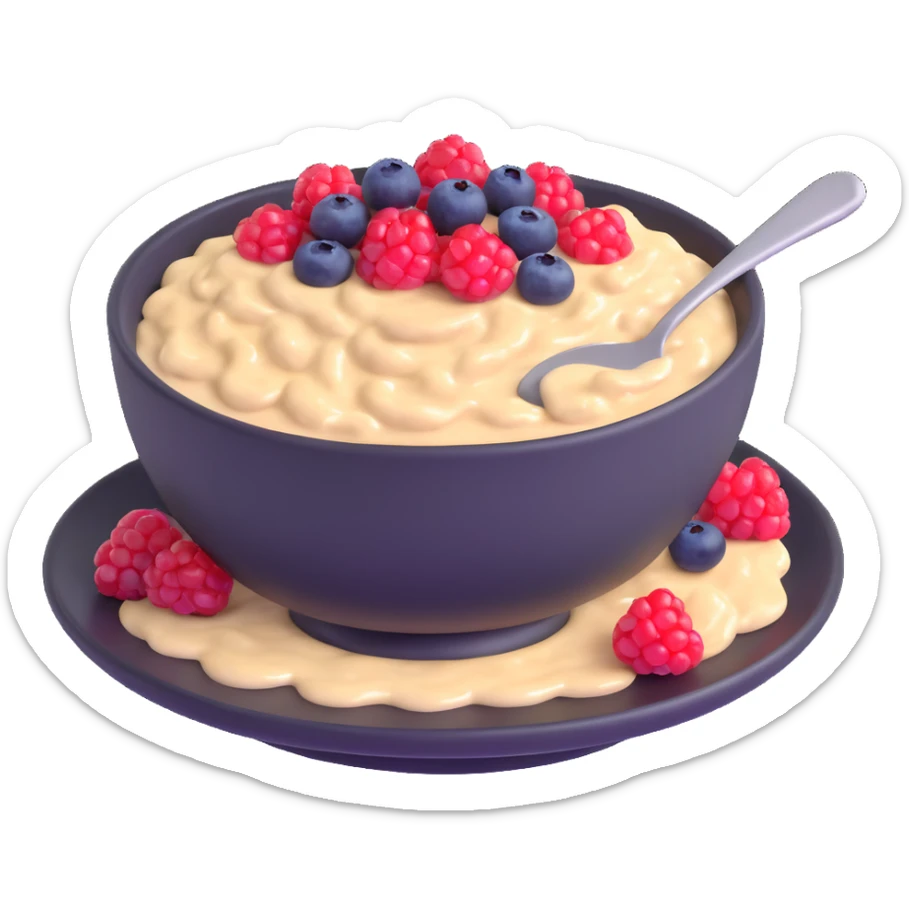 bowl of oatmeal porridge with honey and berries sticker
