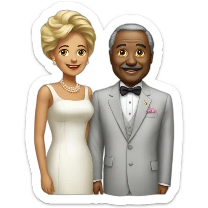 The last president of the Gabon with he wife sticker