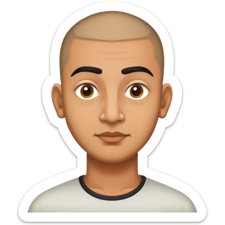 i am an south indian for state telangana who is 6feet tall round face with buzz cut thick eye brows small nose and big lips sticker