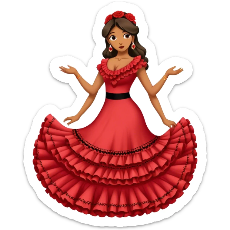 Mujer vestida de flamenco y el texto viva Andalucía sticker