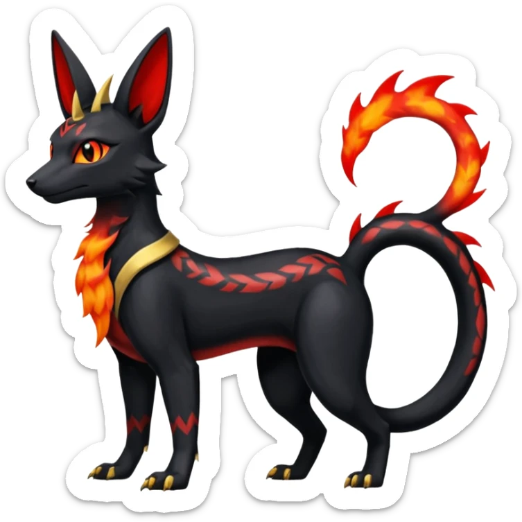 Shiny 4-legged Umbreon-Anubis-Salandit-Zeraora-fusion, full body sticker