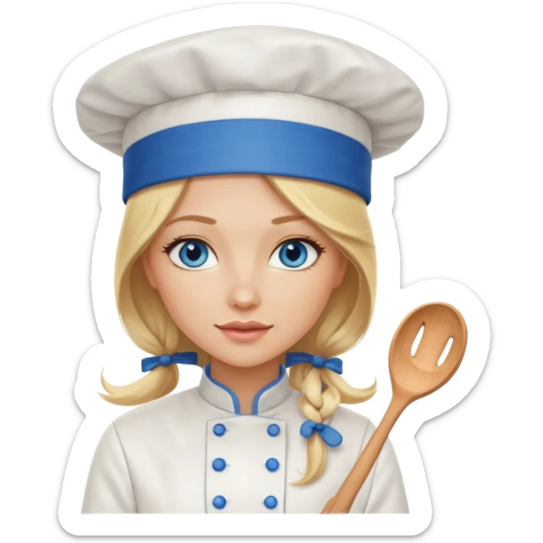 Sexy Long Blonde hair blue eyed female chef sticker