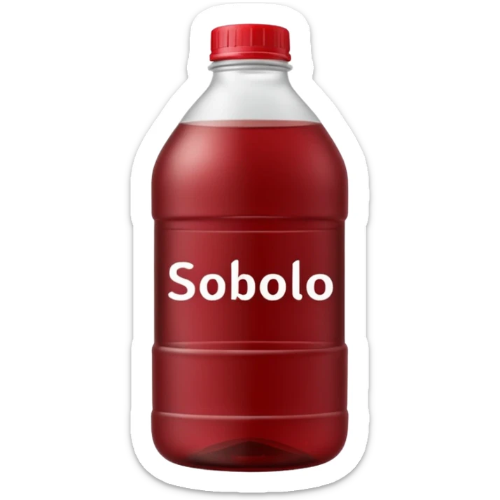 sobolo emoji (ghanain drink)  in a plastic bottle and make the juice dark red no face write sobolo on it sticker