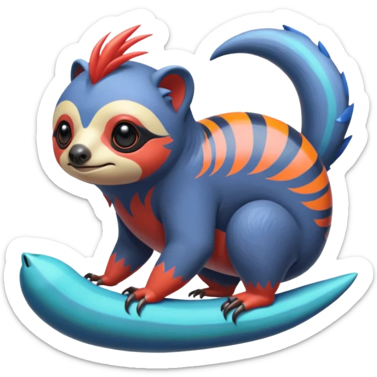  exotic tropical cyber-Sleuth-Sloth-Litten-Linoone-Noibat-Fakémon-Pokémon-Vernid-creature sticker