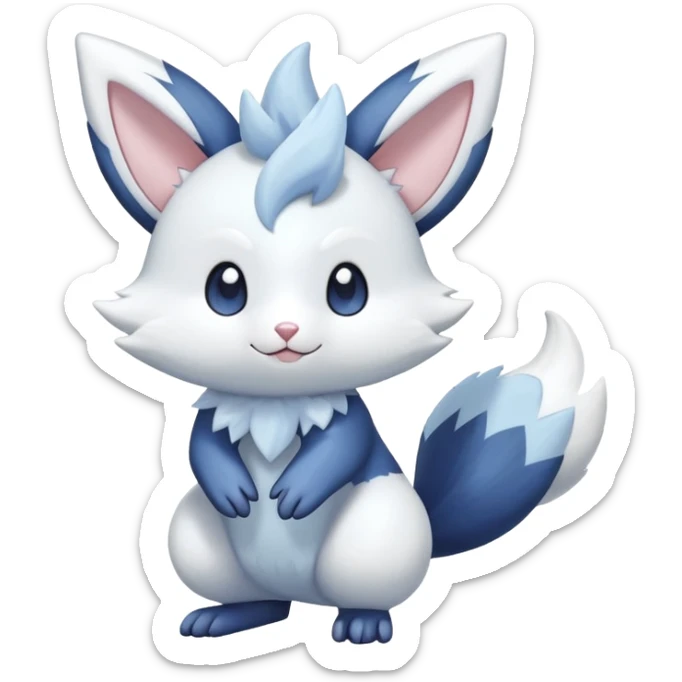 Shiny White Pastel Snowy Icy Sparkly Cute Furret-Meowstic-Zangoose-Hybrid (Full body) sticker