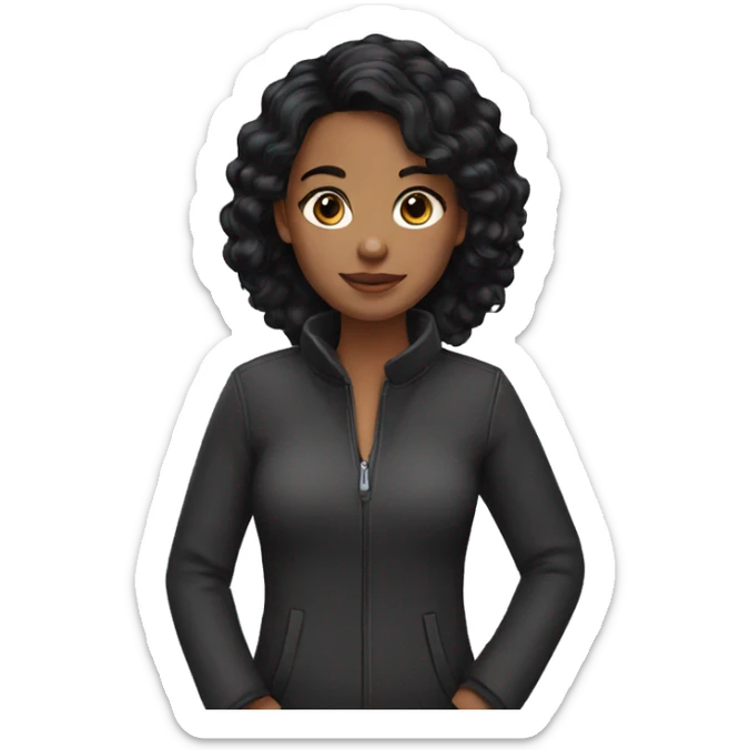 girl black hair sticker