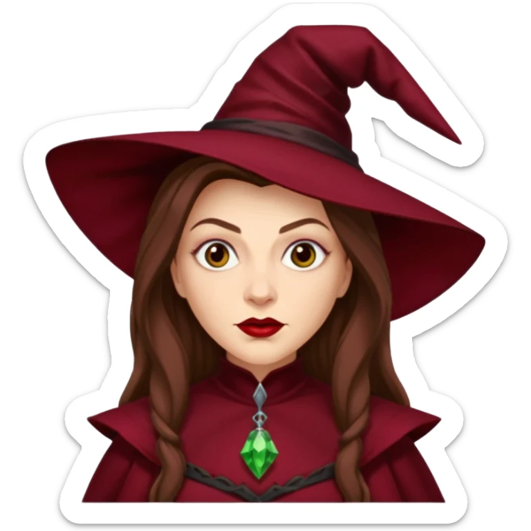 Wicked Witch of the East from The Wizard of Oz with light skin, long brown hair, dark red outfit sticker