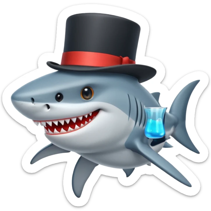 Shark with a top hat sticker