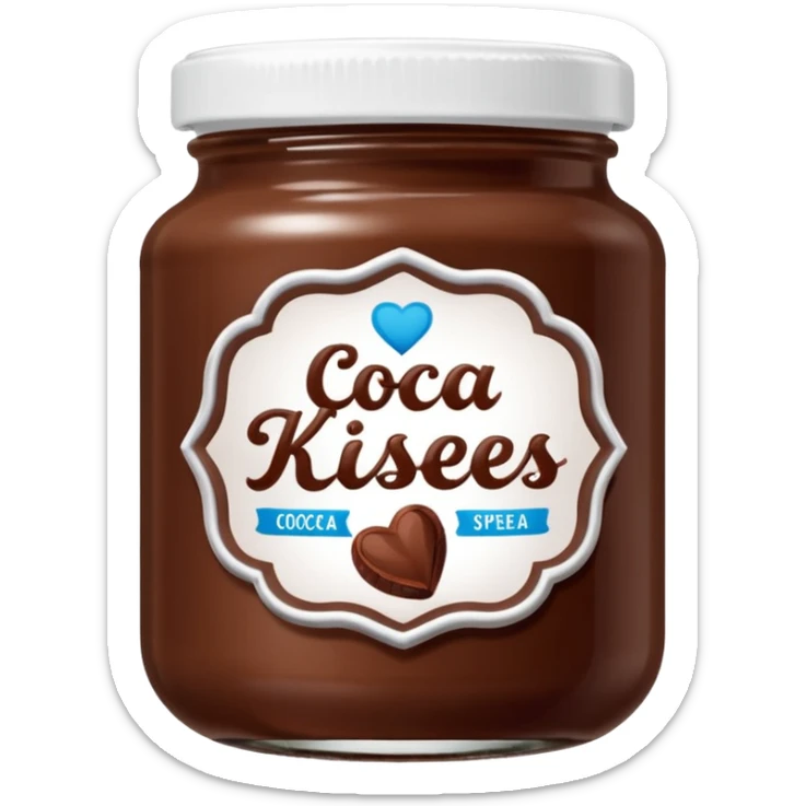 Jar of hazelnut chocolate spread and make the label say cocoa kisses with a white lid sticker