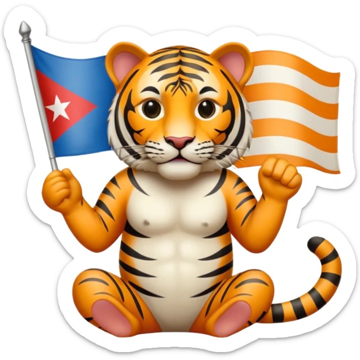 Quiero un tigre mezclado con la bandera cubana. Porque no apodan el tiger y soy de cuba. 
Quiero un tigre asi cubano pero con unos audífonos de dj, además un tigre fuerte y con cara de tigre agresivo sticker