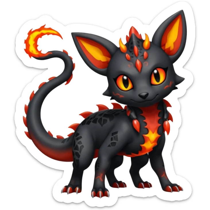 Edgy gothic dark volcanic magma-Salandit-Umbreon-Litten-hybrid-fusion (full body) sticker