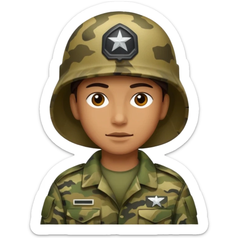 a person in camouflage clothing in a war scene sticker