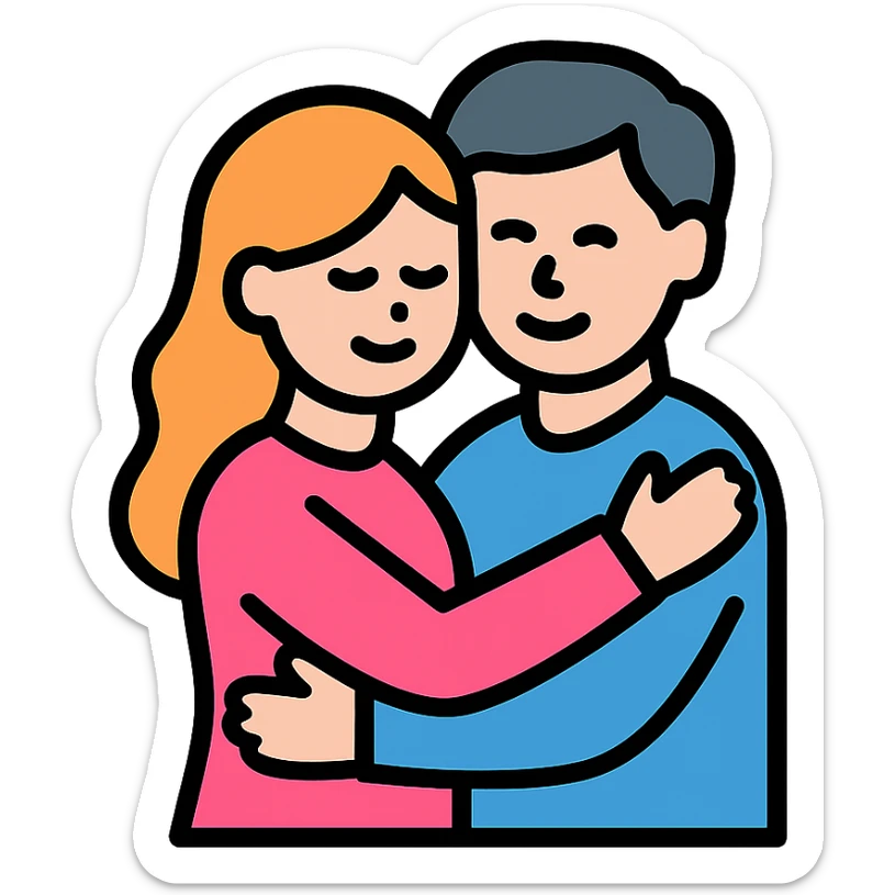 a couple hugging sticker