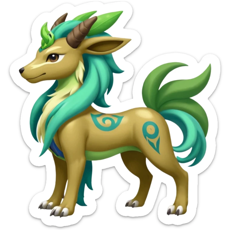 Tribal Colorful Fruity Gay Masculine Manectric-Skiddo-Suicune-Virizion-Zygarde-fusion-hybrid-creature  sticker