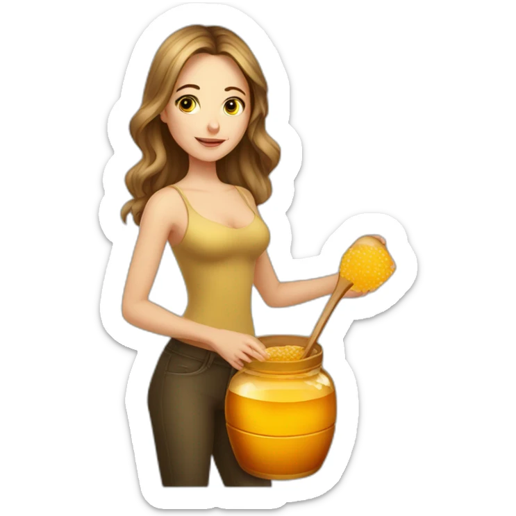 Beauty-caucasian-full-body-Girl and the pot of honey sticker