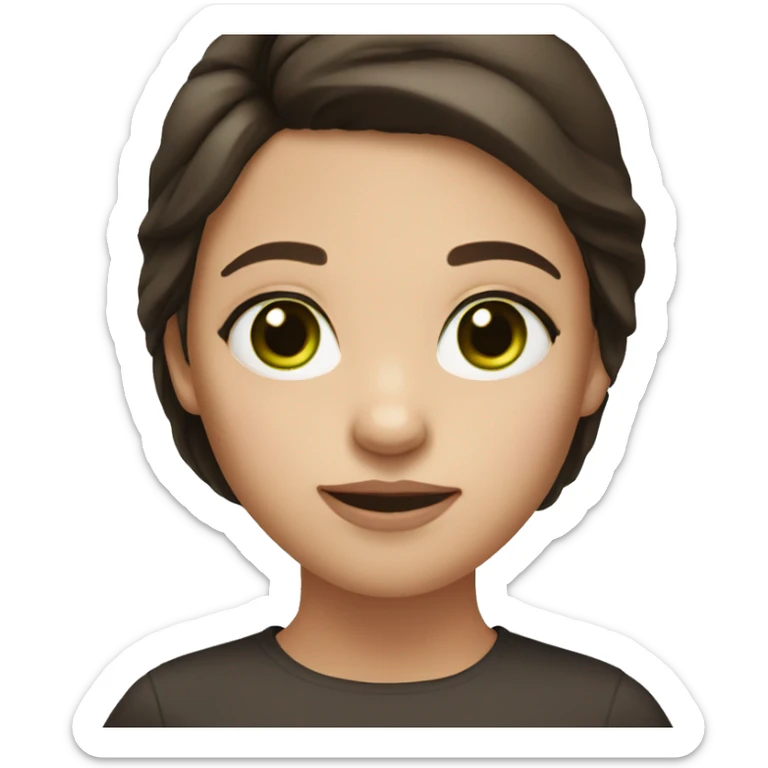 Girl with green eyes dark brown hair and pail skin  sticker