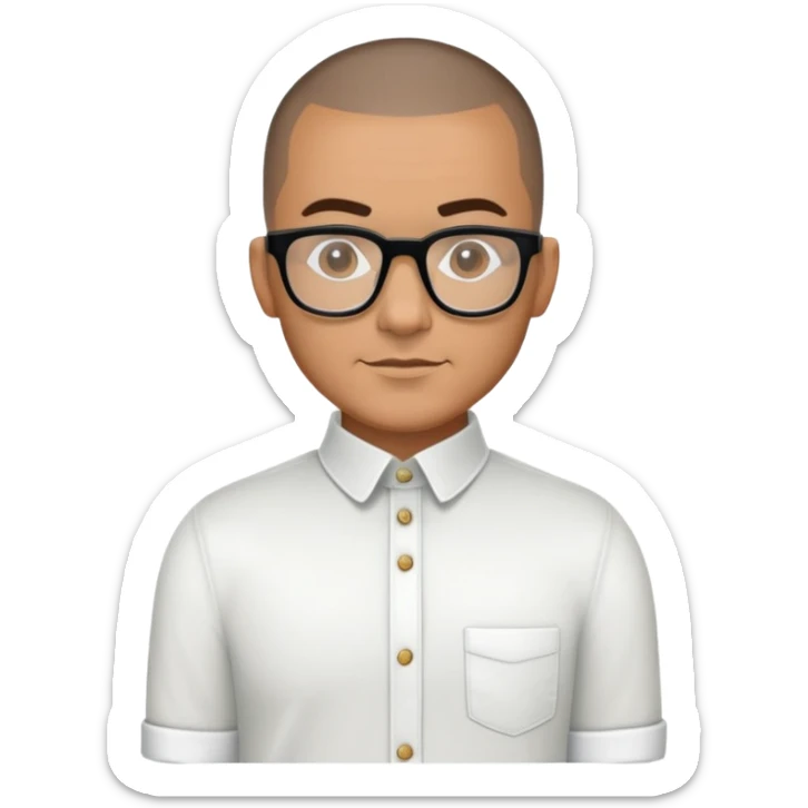 40 year old Buzz cut Latino with glasses and French cuff shirt sticker