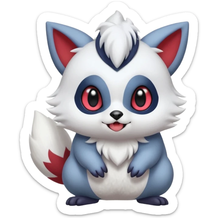 Cute furry flurry fuzzy adorable chubby Absol-Zorua-Furret-Zangoose-Chinchilla-fusion-animal-Fakémon-hybrid-creature  sticker