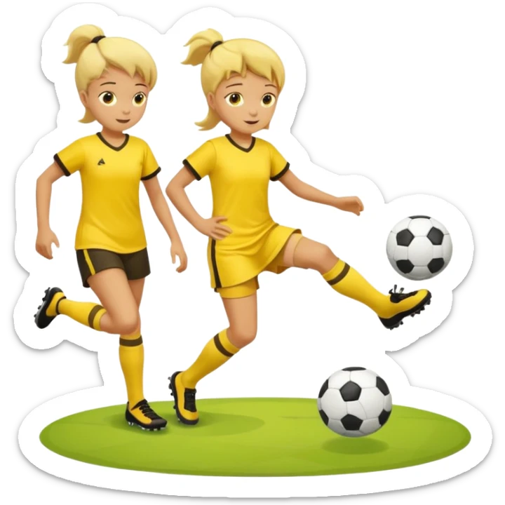 kids play soccer in yellow dress, yellow shrits, yellgow socks sticker