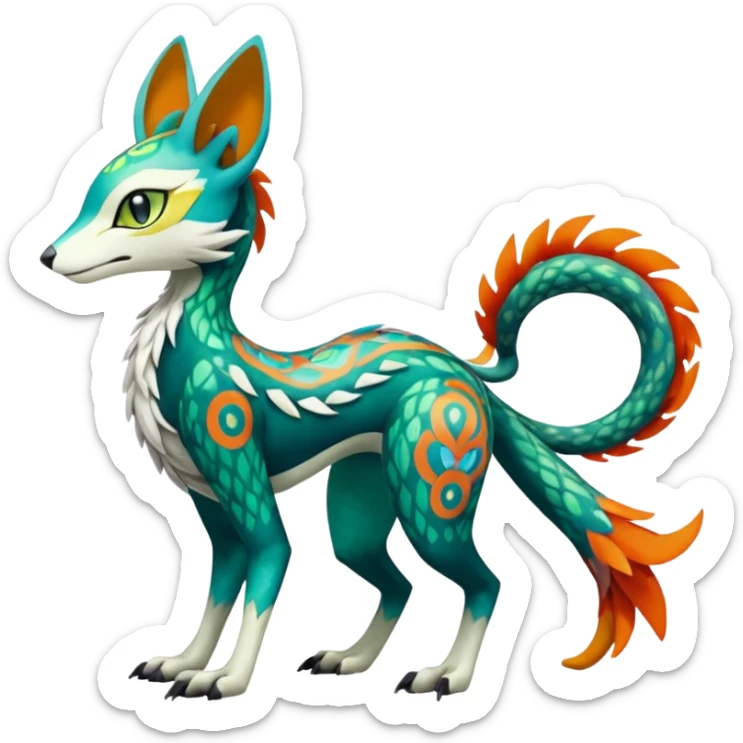Meloetta-Vernid-Trico-Lombax-Sergal-Pokémon-Digimon-Fakémon-fusion-hybrid-creature sticker