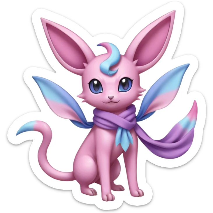 Shiny Cool Sparkly Cute Espeon-Sylveon-Nidorino-Fakemon-hybrid-fusion with a scarf full body sticker