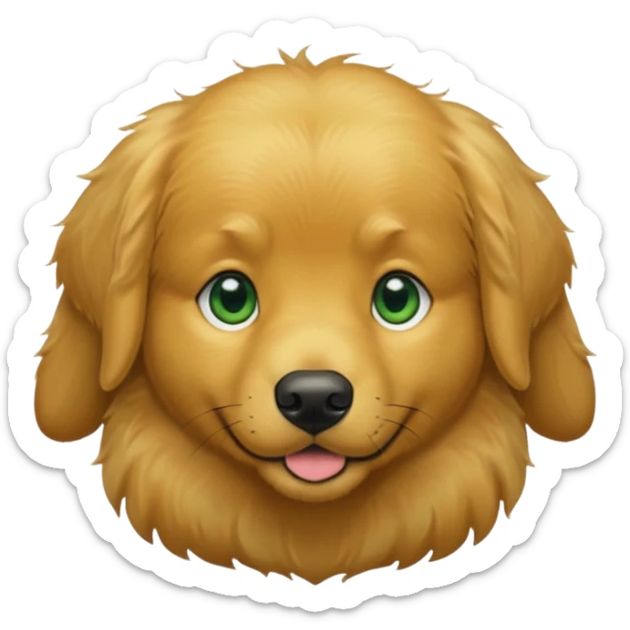 green dog extra furry golden retriever. The dog fur is all green sticker