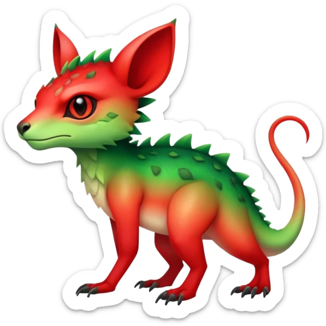 Cool Edgy Green-Red-gradient badass colorful vibrant Fionbri-Vernid-Trico-animal-creature full bodyd sticker
