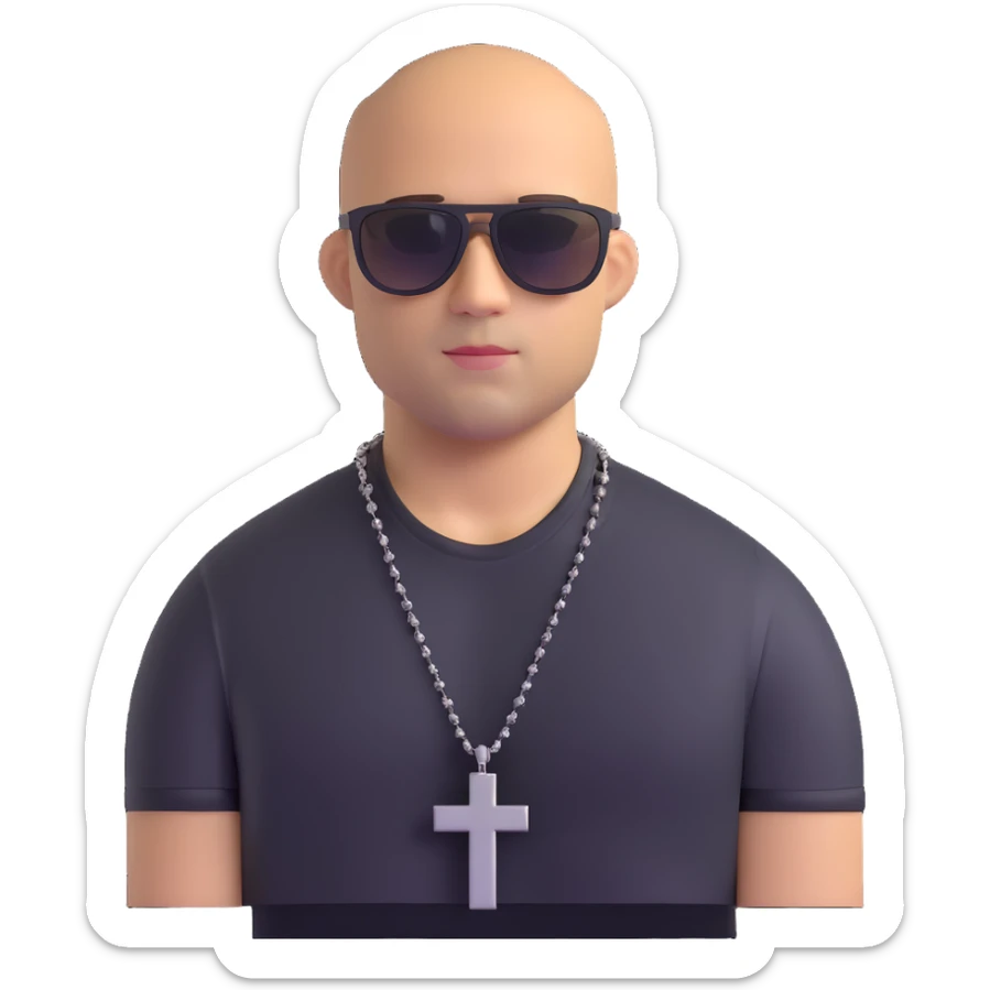 Dominic Toretto from Fast and Furious with sunglasses and cross necklace sticker