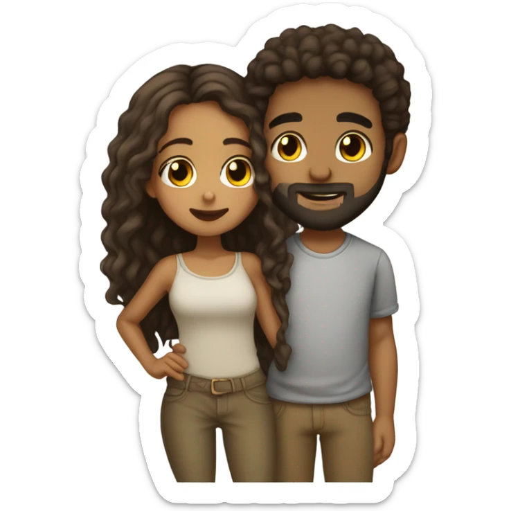 Lightskin bearded boy kissing Brownskin girl sticker