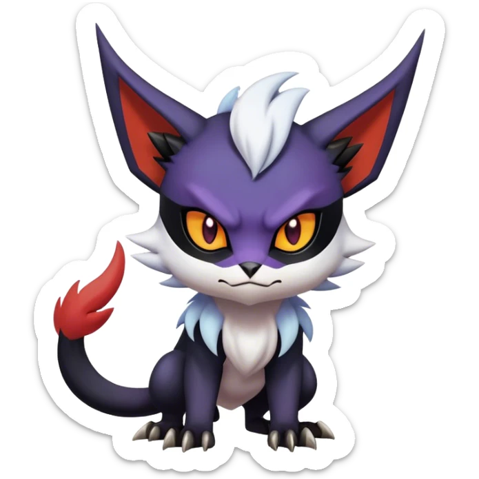 Edgy Cool Kawaii Litten-Noivern-Noibat-Absol-Pokémon Full Body sticker