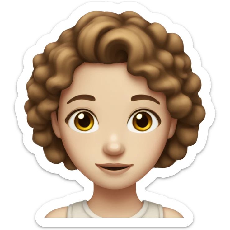 girl with pale skin, hazel eyes, brown hair, freckles sticker