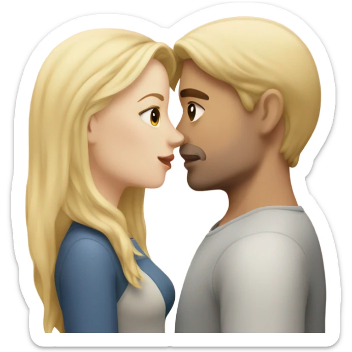 pale girl with brown hair kissing man with blonde hair sticker