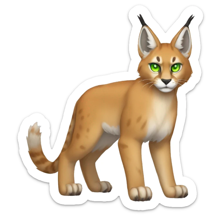 Lynx-Caracal-Fakemon-hybrid with orange points, green eyes brown toes, and short tail, full body sticker
