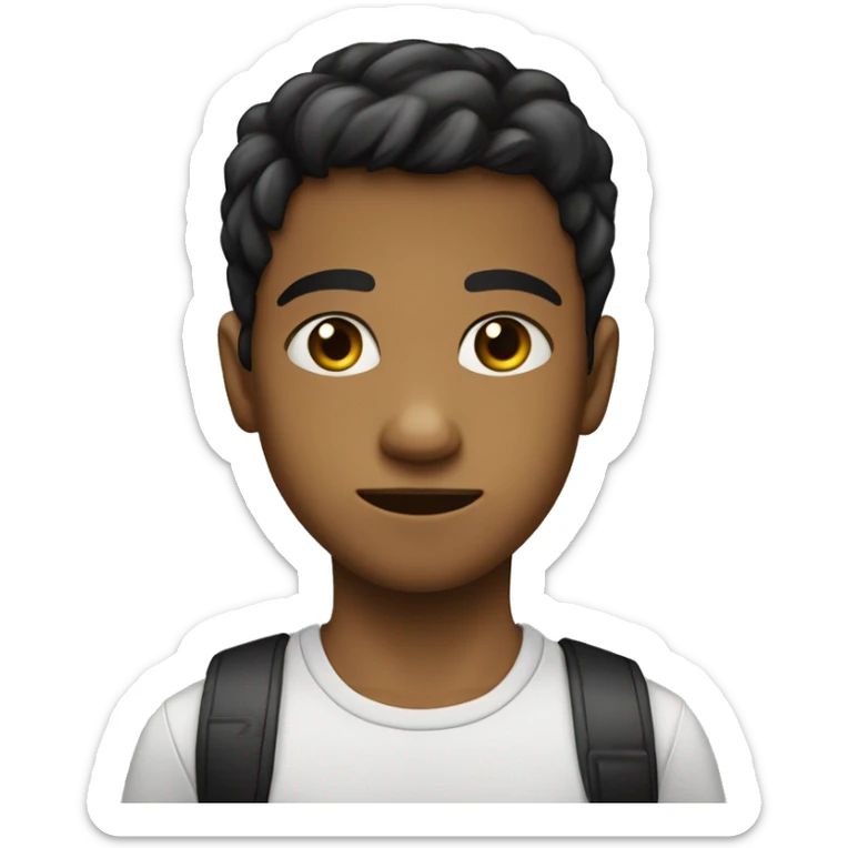 Niño blaco con ojos negros, cabello negro mirando al frente y sin rostro  sticker