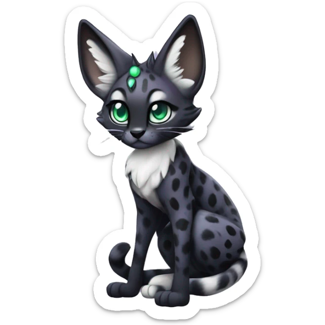 Kawaii Cute Edgy Black Purple White ethereal eldritch Serval-Fionbri-Vernid full body sticker